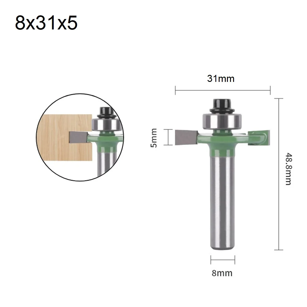 Optional 8mm Shank T-Slot Router Bit With Bearing Milling Cutter Solid Hardened Steel Bodies With Anti Kickback Woodworking Tool