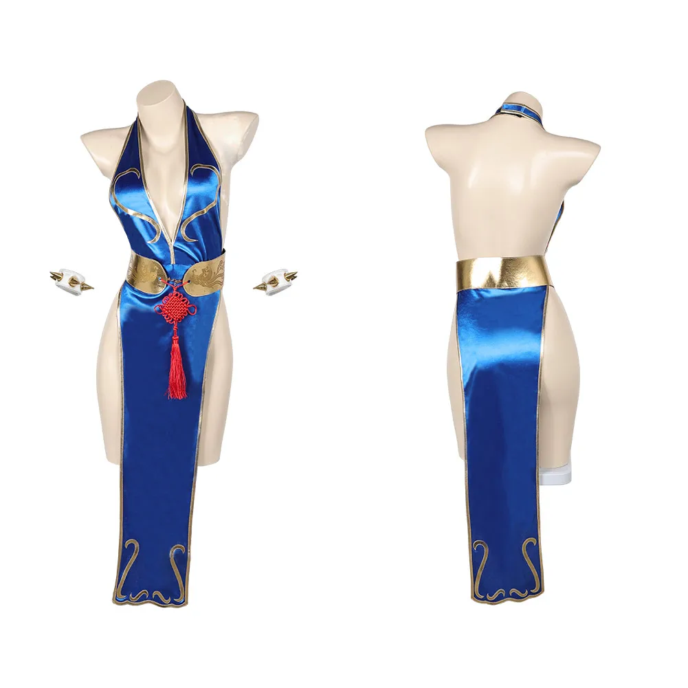 Game Cos Chunli Cosplay Costume Outfits Fantasy Sexy Cheongsam Accessories For Adult Women Girl Roleplay Halloween Carnival Suit