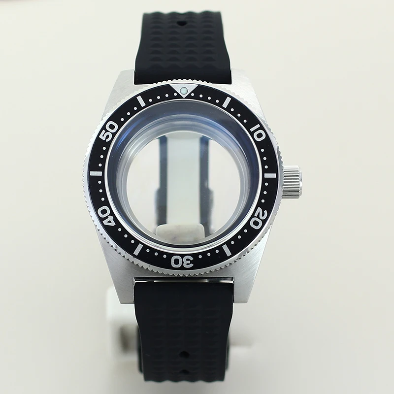 40mm Stainless Steel Watch Case Rubber Strap Sapphire Glass For NH36 NH35 NH34 Movement 28.5mm Dial Modified 62MAS Design Style