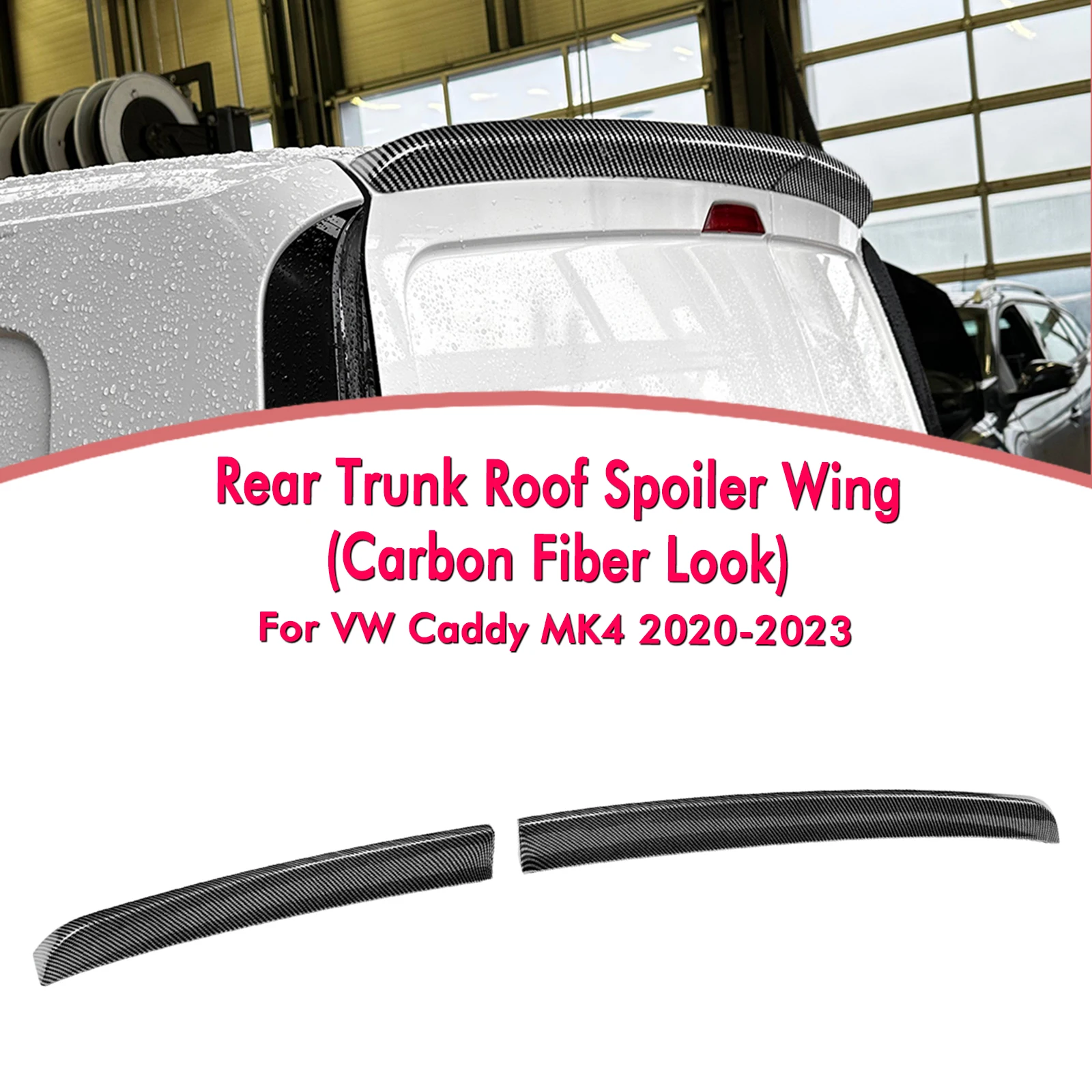 2PCS Car Rear Roof Wing Spoiler Boot Decklid Trim For Volkswagen VW Caddy MK4 2020 2021 2022 2023