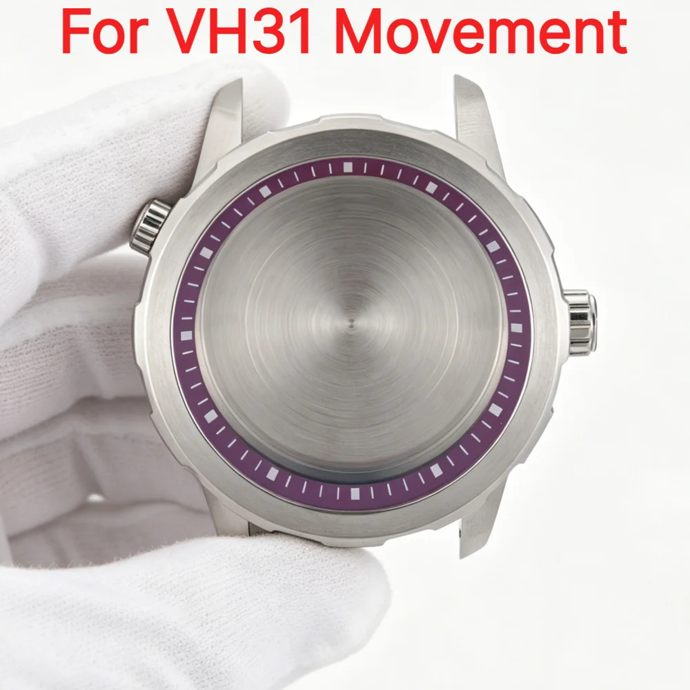 42mm Watch Case Pilot Shell with Chapter Ring Sapphire 10ATM Nylon Strap for VH31 Quartz Movement for 33mm Dial Parts