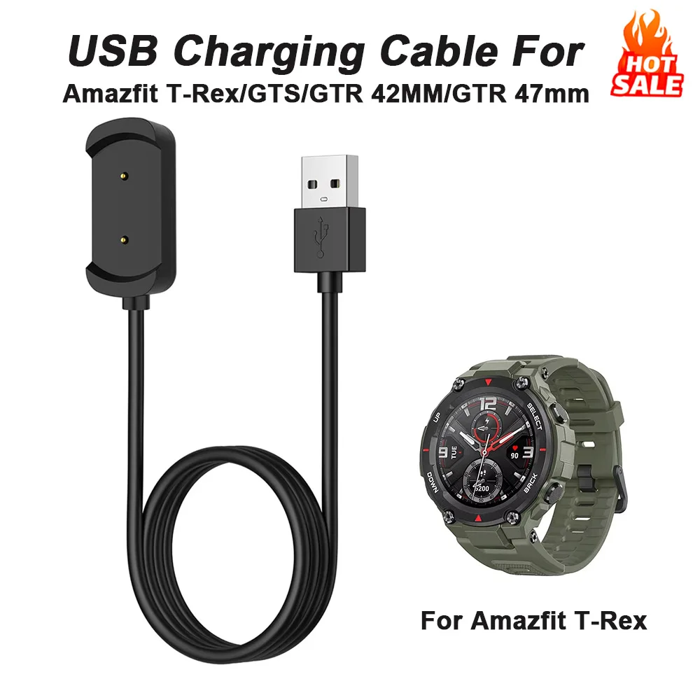 USB Charging Cable 100cm For Huami Amazfit T-Rex/GTS/GTR 42MM/GTR 47mm Charger Cradle Stand Fast Charging Power Cable Accessory