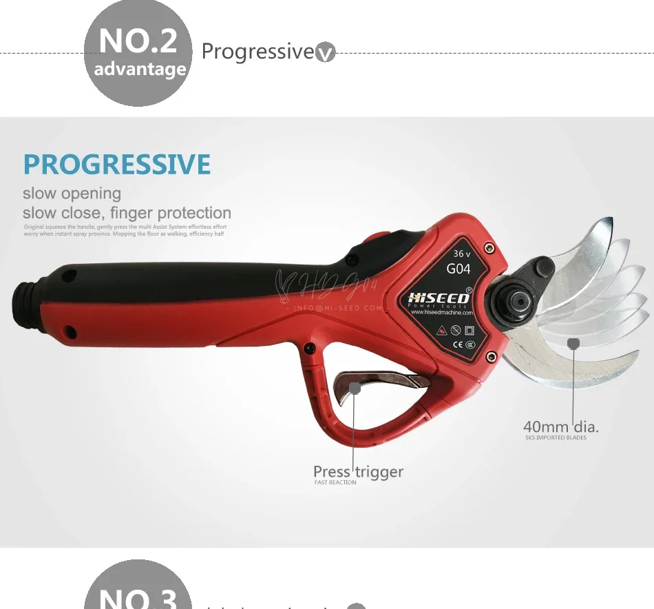 Progressive Electric pruning shears with Finger Protection, Electric pruner