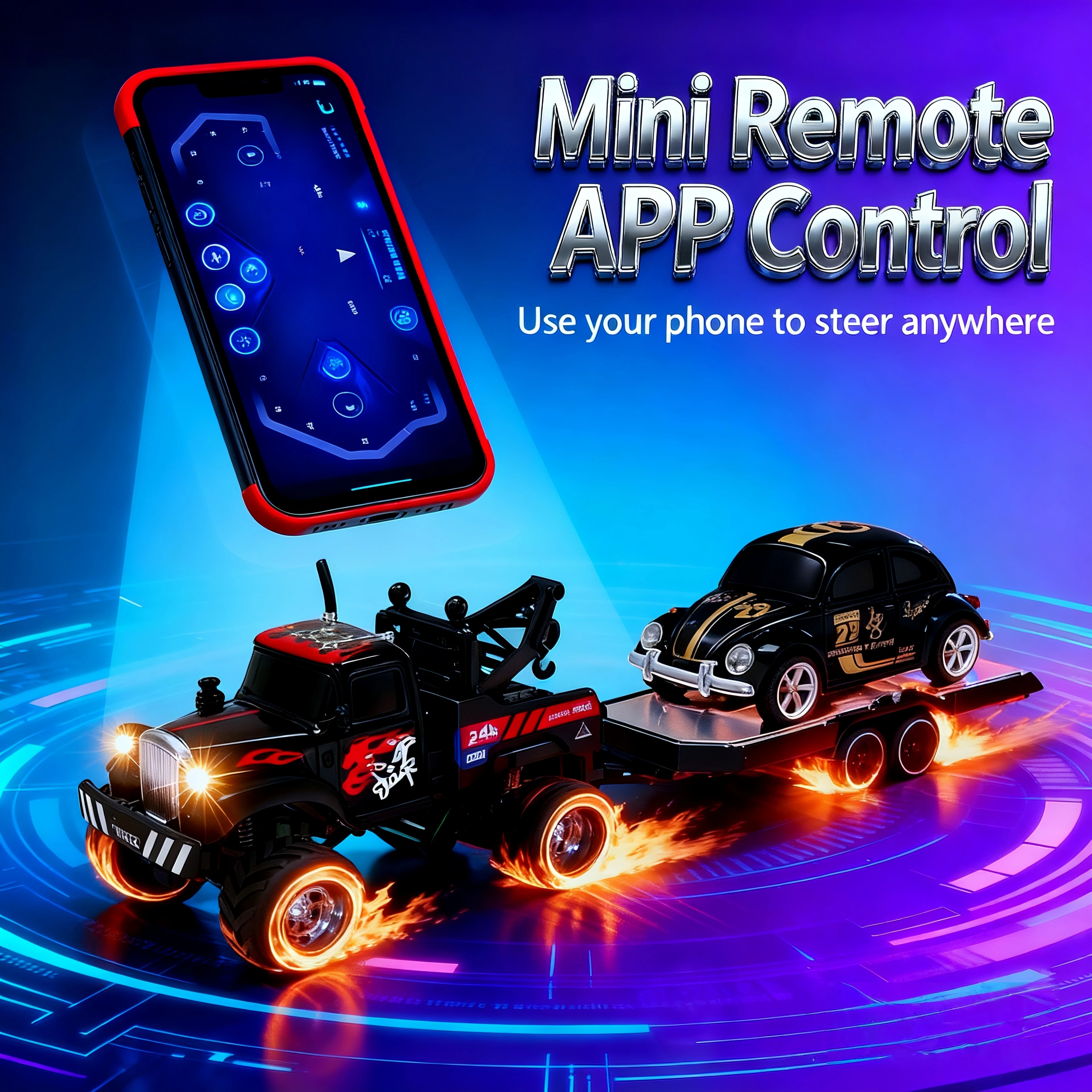 

APP1: 64 Mini Alloy Remote Control Truck with Return Power Car Model Male Toy Gift Indoor and Outdoor Toy Car Off road Vehicle T