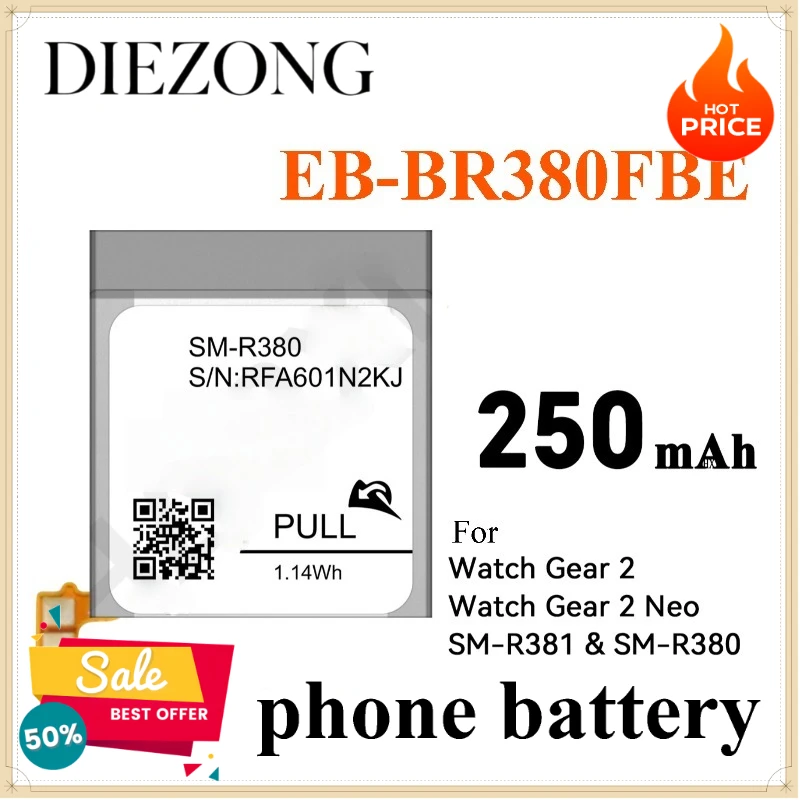 Brand New EB-BR380FBE SM-R380/SM-R381 250mAh 3.7v Battery for Samsung Watch Gear 2/Gear 2 Neo Watch Battery