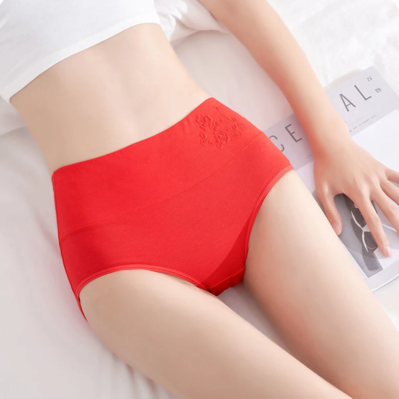 ZJX 5Pcs/Set Cotton Panties High Waist Women Underwear Sexy Lace Comfort Women's Briefs Soft Seamless Slimming Ladies Lingerie
