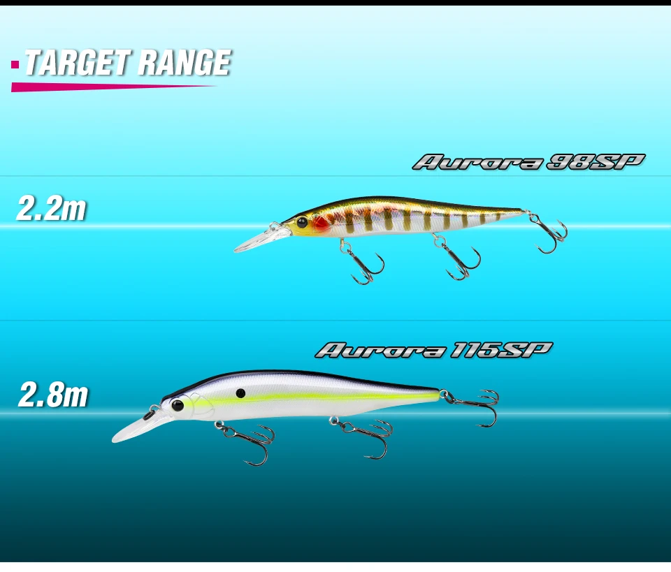 TSURINOYA 98mm 10g SP Tiefe Max 2,2m Suspending Minnow Jerkbait AURORA 98SP Gewicht Harter Köder Weitwurf Angelköder – Detail 13