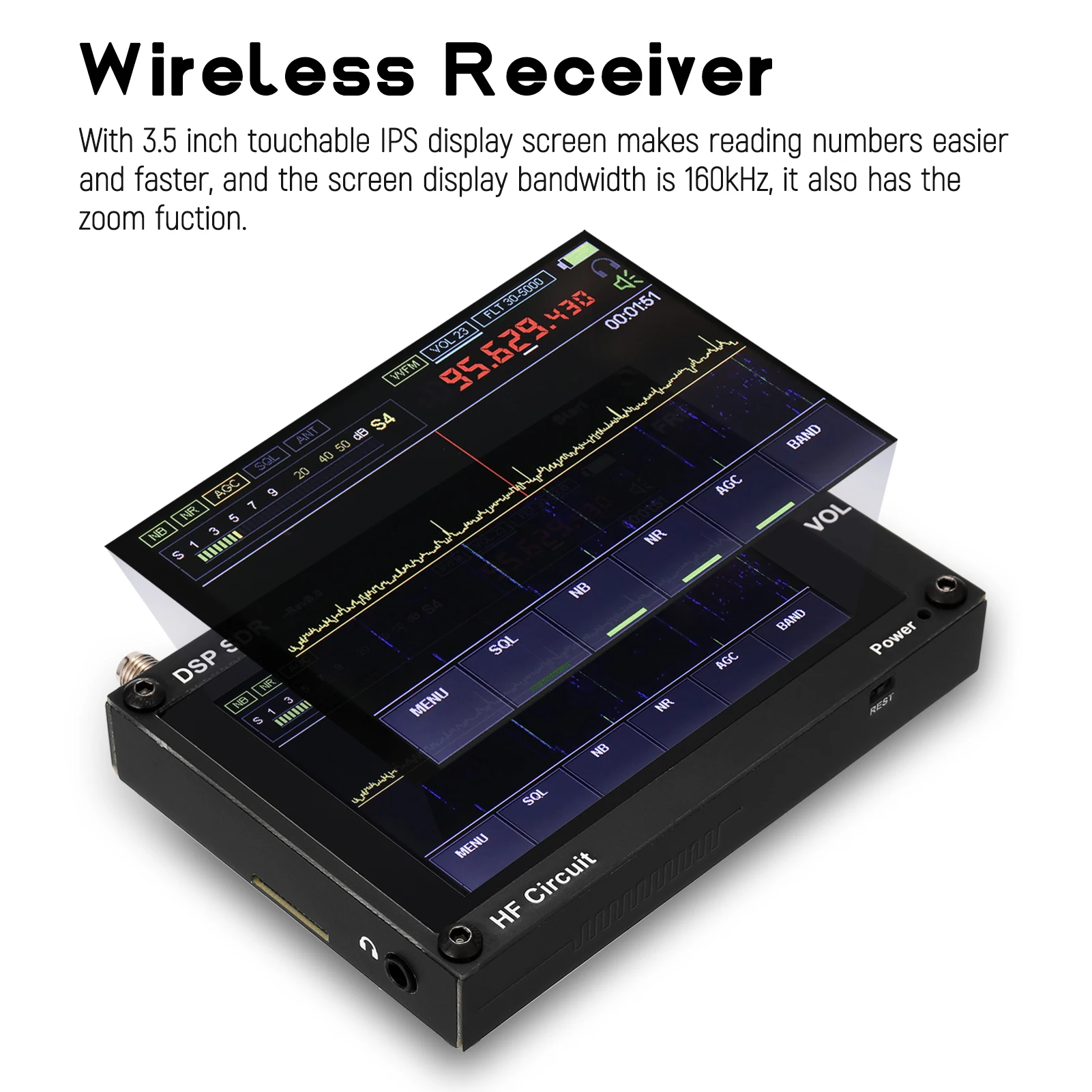 New 50K-2GHz Malachite SDR Radio Malahiteam DSP SDR HAM Receiver + LCD + Battery