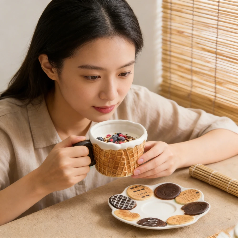 

Креативная винтажная керамическая кружка для кофе в форме печенья, высококачественная изысканная чашка для завтрака, тарелка для десертов и закусок к чаю, забавная посуда