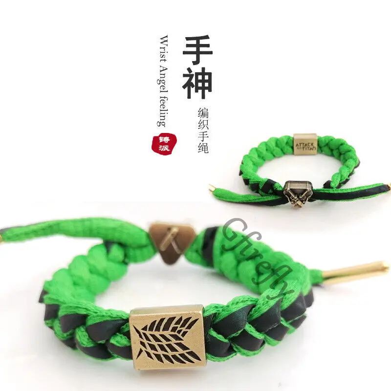 Bracciale Attack on Titan Bracciale intrecciato lavorato a maglia artigianale Ambito fatto a mano con corda da afferrare Colleghi Decorano Anime Unisex Raccogliere regalo