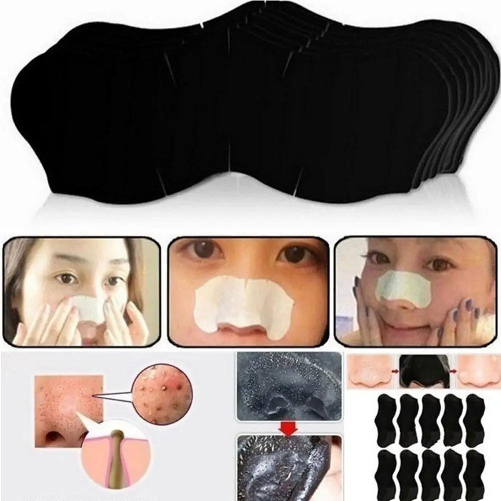 10pc Bamboo Charcoal Blackhead Remover Mask Black Dots Spots Acne Treatment Mask Nose Sticker Cleaner Nose Pore Deep Clean Strip