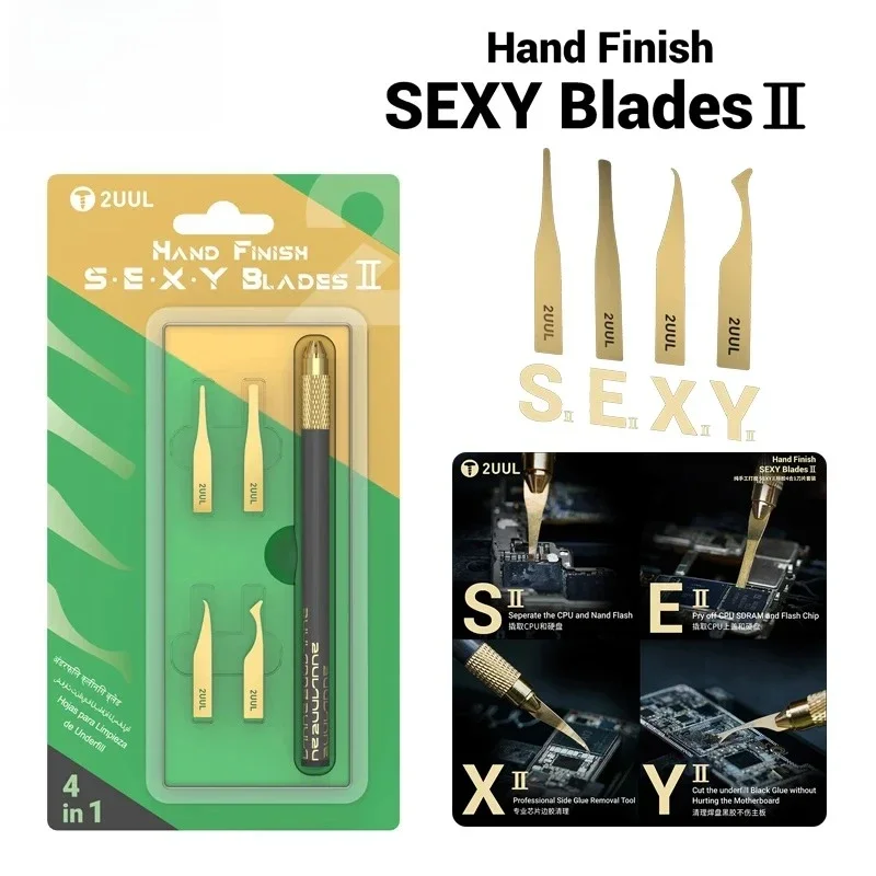 

2UUL DA61 Hand Finish SEXY 2 Blades for PCB Underfill Clean Motherboard PCB CPU IC Chip Glue Remover Scraping Pry Knife Tools