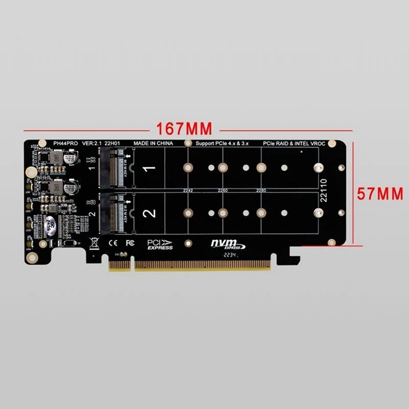 Hot TTKK 4X PCIE 4.0 Dual-Disk Pciex16 To M.2 M-Key NVME SSD Карта расширения, поддержка 4 Nvme M.2 M Key 2280 SSD