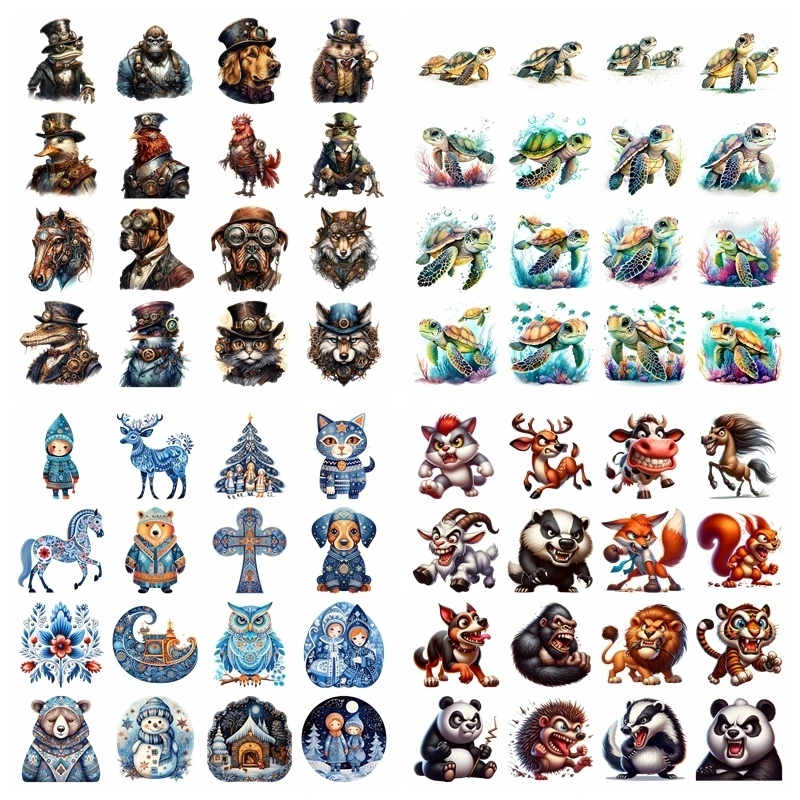 14cmTurtle animal heat transfer Hot stamping iron printing vinyl stickers T-shirt stickers DIYToy doll clothing decoration