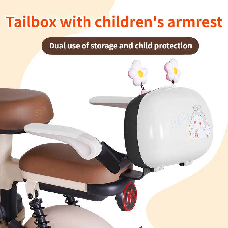 Electric Vehicle Trunk with Child Armrests Foldable Storage Waterproof Tailbox Child Safety Rear Backrest Seat Motorcycle Box