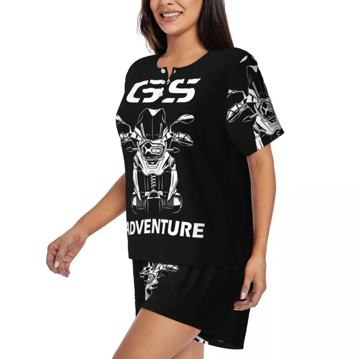 Custom Print Womens GS Adventure Motorbike 1250 Motorcycle Pajamas Set Short Sleeve Sleepwear Loungewear Pjs 2 Piece Sets