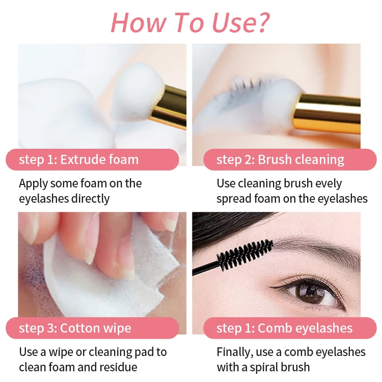 Wholesale CNKESS Gentle Foam Shampoo Soft Brush Prolong Lash Bath Cleanser Concentration Kit makeup and cleaning tools