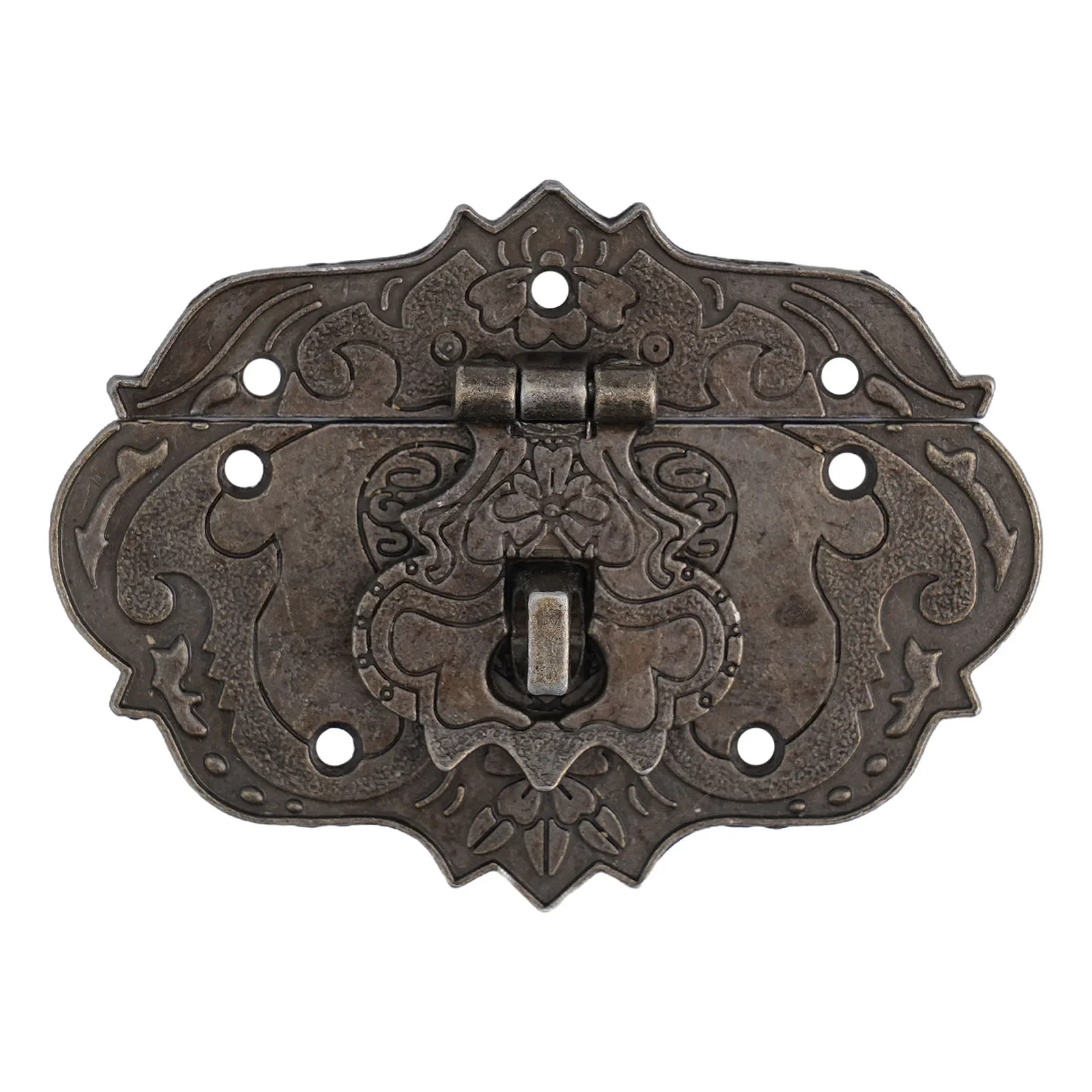 Buckle Cabinet Hinge Box Lock Bronze Carving DIY Hardware Accessories Padlock Key Small Suitcases Wooden Box Hasp