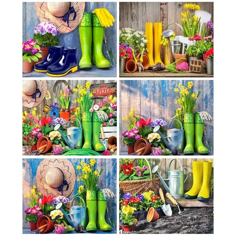 

CHENISTORY Painting By Numbers Rain boots scenery Pictures By Number For Adults 50x65cm DIY Room Wall Art Home Decoration