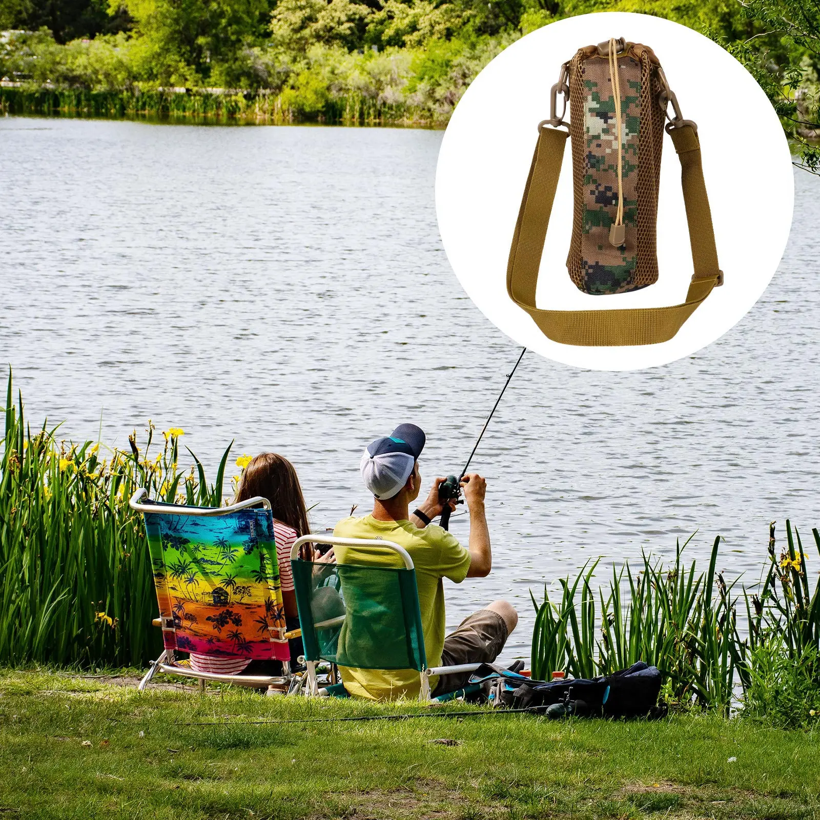 

1Pcs Water Bottle Carrier Bag Portable Lightweight Nylon Outdoor Hiking Camping Storage Pouch Water Bottle Carrier Bag