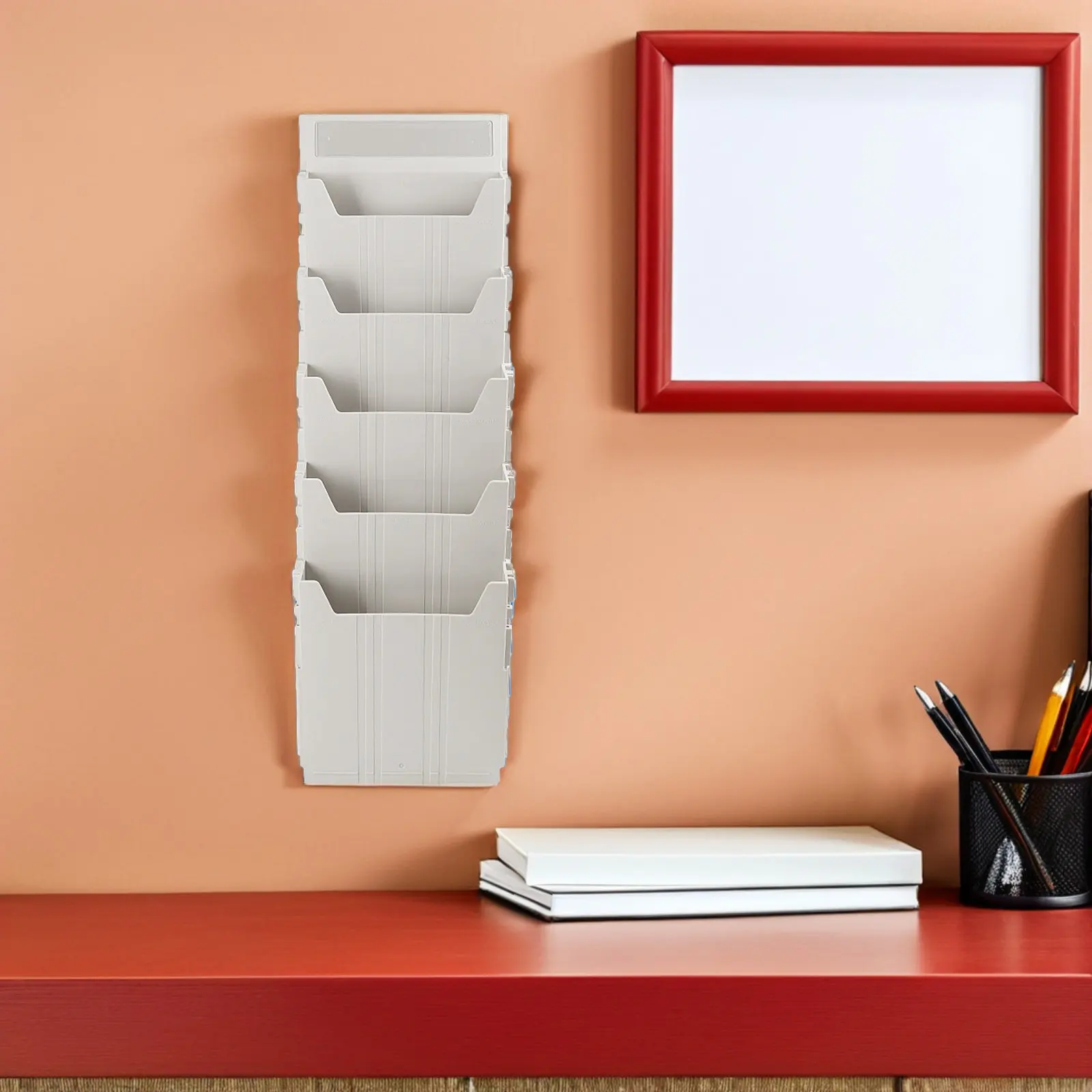 Wall Mounted File Holder Organizer Expandable File Wall Organizer Office Document Storage Rack Magazine Mail Holder