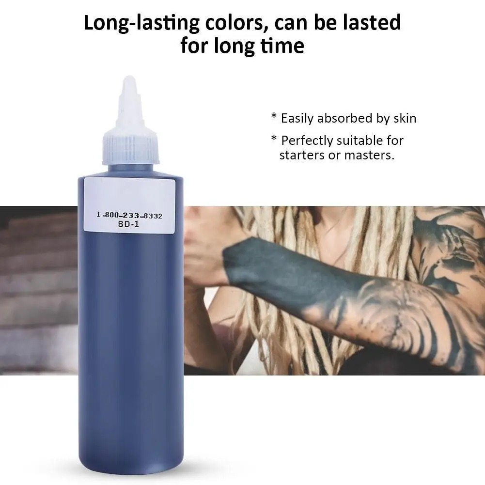 240ml Professional Tattoo Ink Pigment for DIY Body Paint - Semi-Permanent Monochrome Makeup Supplies