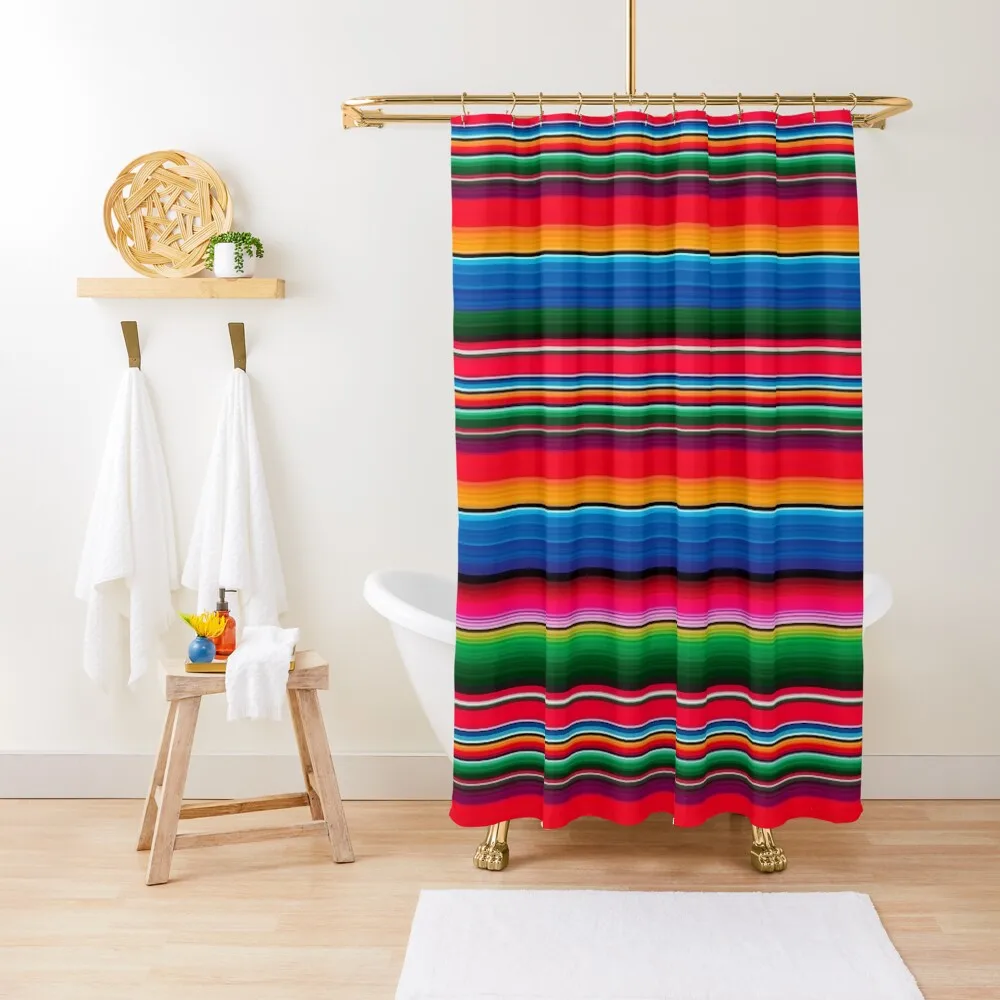 

Sarape Saltillo Colores poncho stripes festive mexican fabric Shower Curtain Cute Shower Curtain