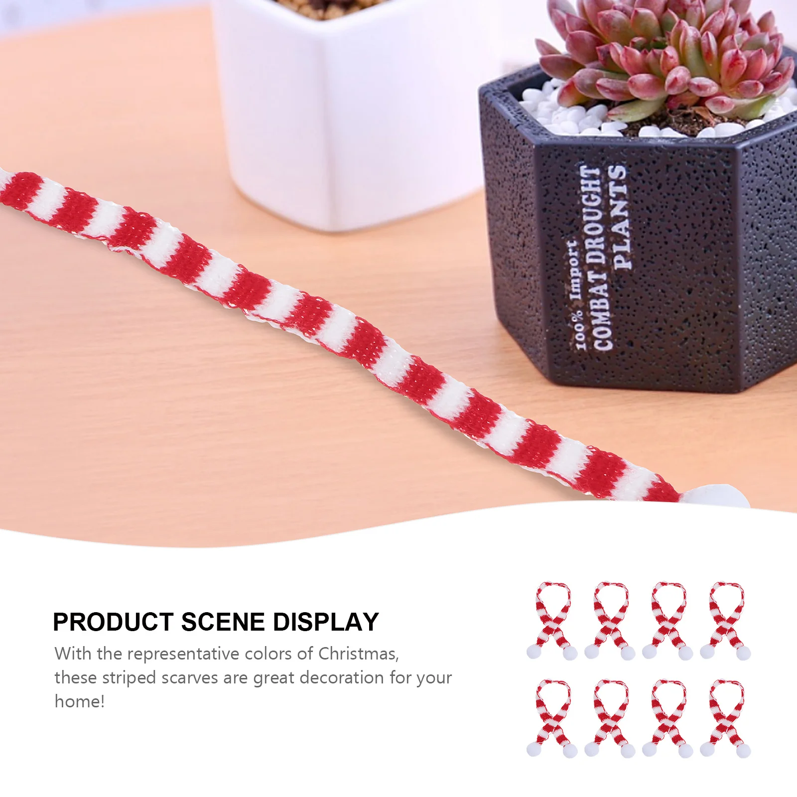 

8 pcs 1X23Cm Christmas Mini Scarves Knitted Pet Neck Scarf Clothes Bottle Decorative Accessories Little Dog Red White Striped