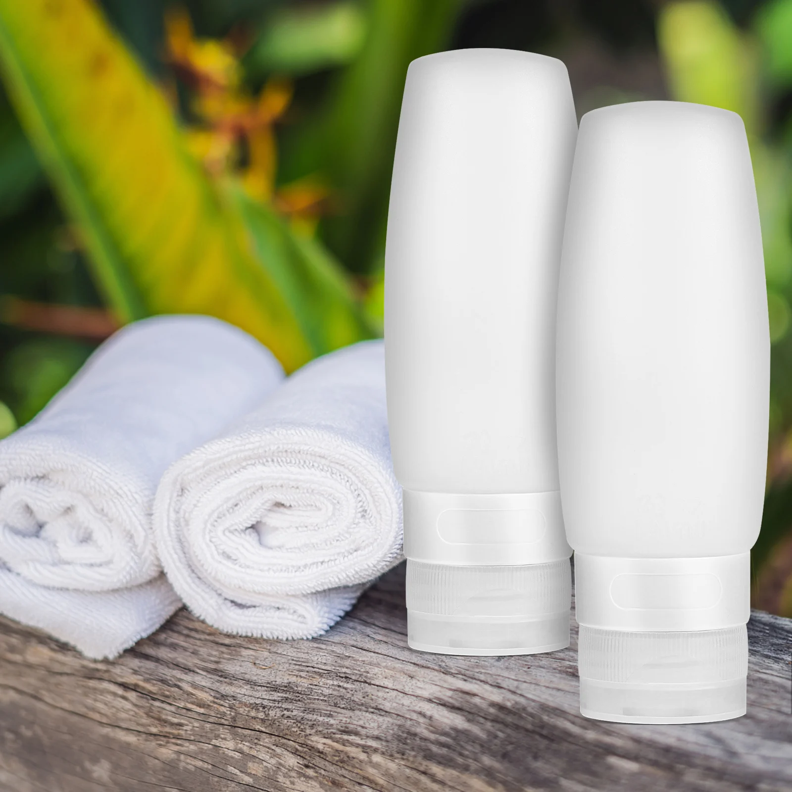 

4 Pcs White Silicone Travel Bottles Portable Shampoo Containers Toiletries Squeeze Large Diameter Reusable