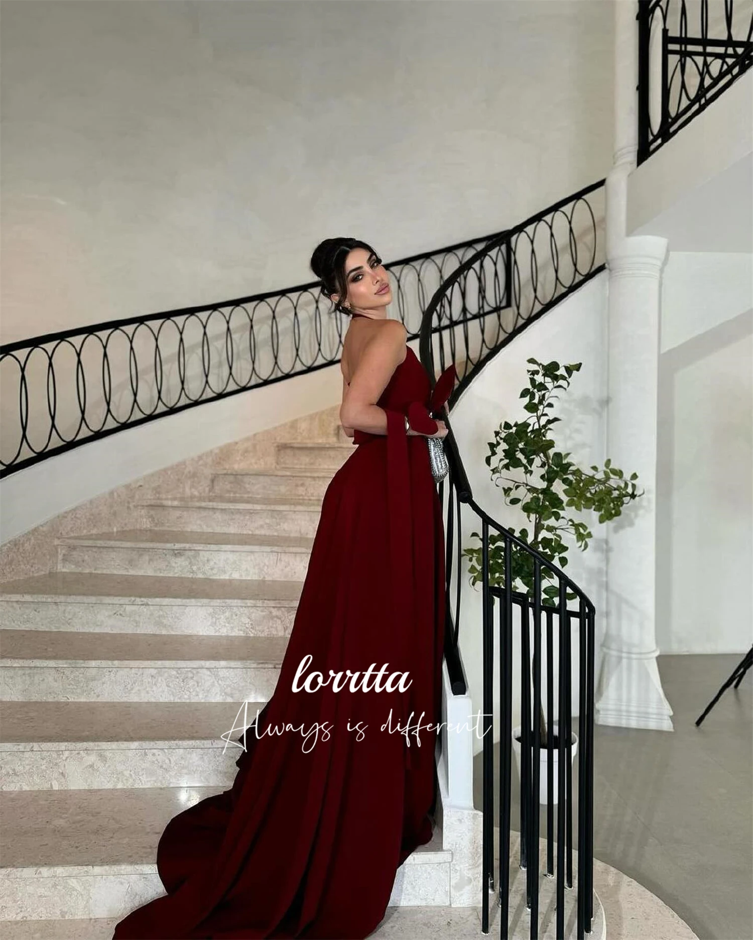 Lorrtta-Robe de Soirée Personnalisée pour Femme, Décoration Florale, Invitée de Mariage, Claret, Robes de Bal Élégantes