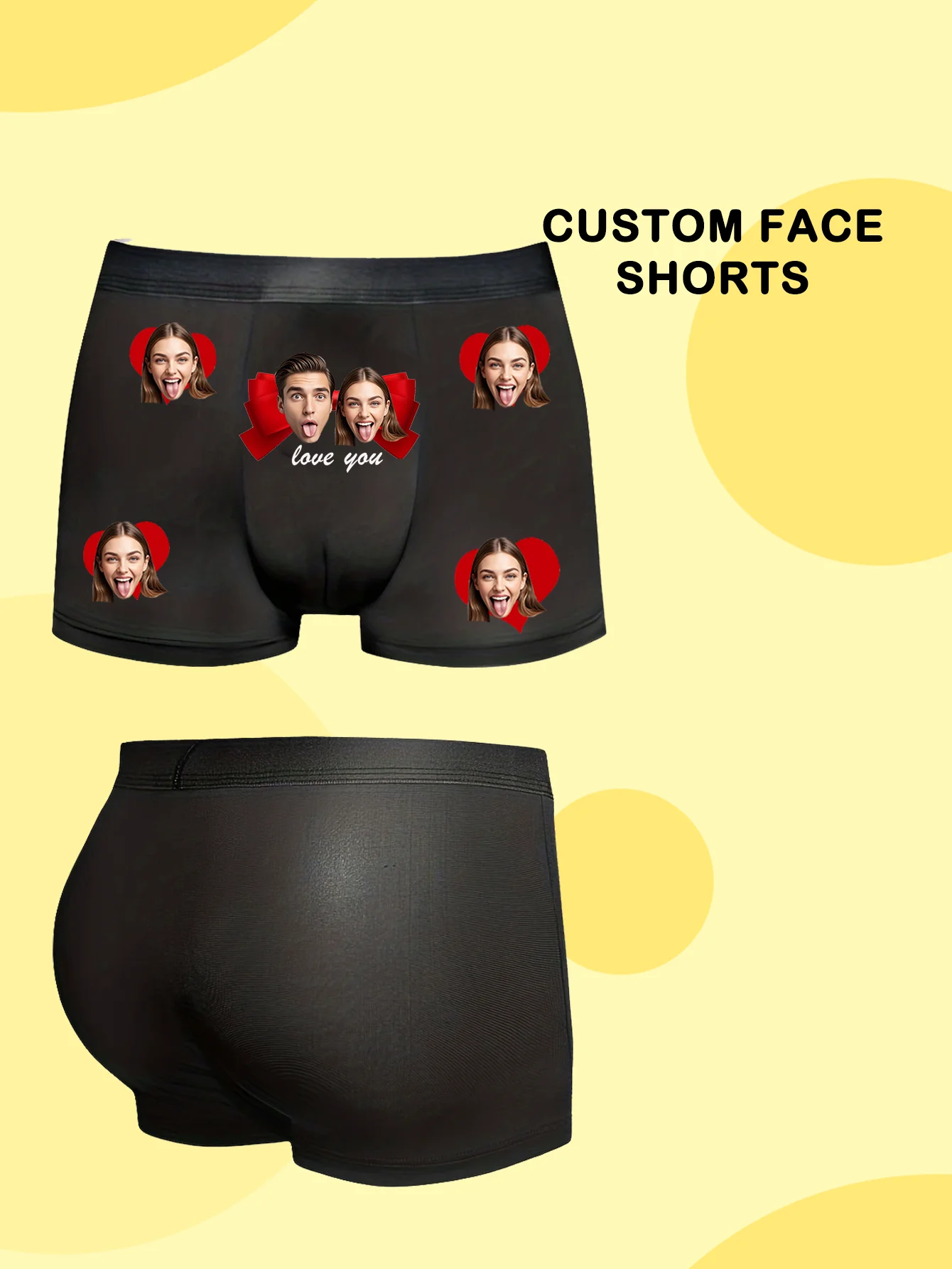 Customizable 1-Pack Sexy Men's Boxer Shorts with Portrait Design for Valentine's Day And Anniversaries Comfortable Elastic Fit f