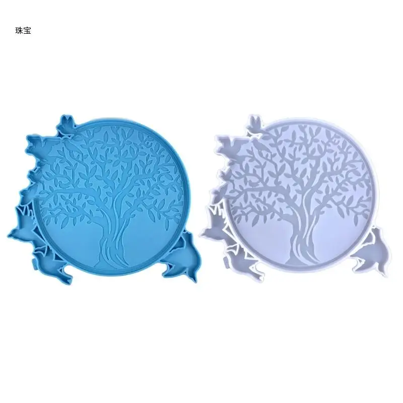 

X5QE Tree-of-Life and Bird Resin Molds Wall Art Pendant Silicone Mold Epoxy Casting for Wall Art-Hanging Decoration Ornament