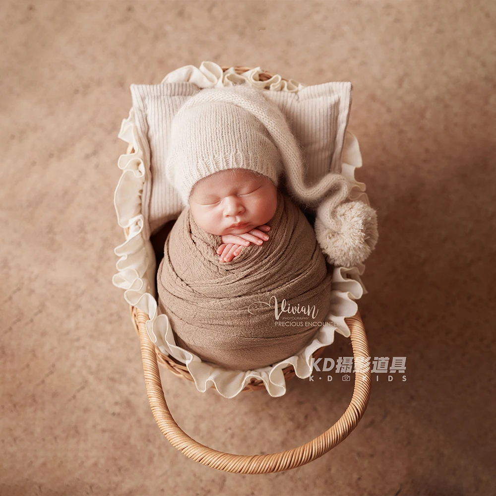 Vintage Style Newborn Photography Props Kit Lace Bow Headband Knitted Hat Baby Posing Pillows Photo Studio Shooting Accessories