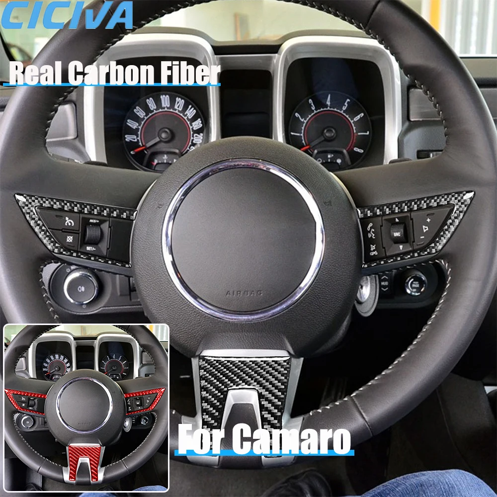 

Real Carbon Fiber Car Accessories Steering Wheel Trim Decorative Cover Soft Sticker For Chevrolet Camaro 5th Gen 2010 2011