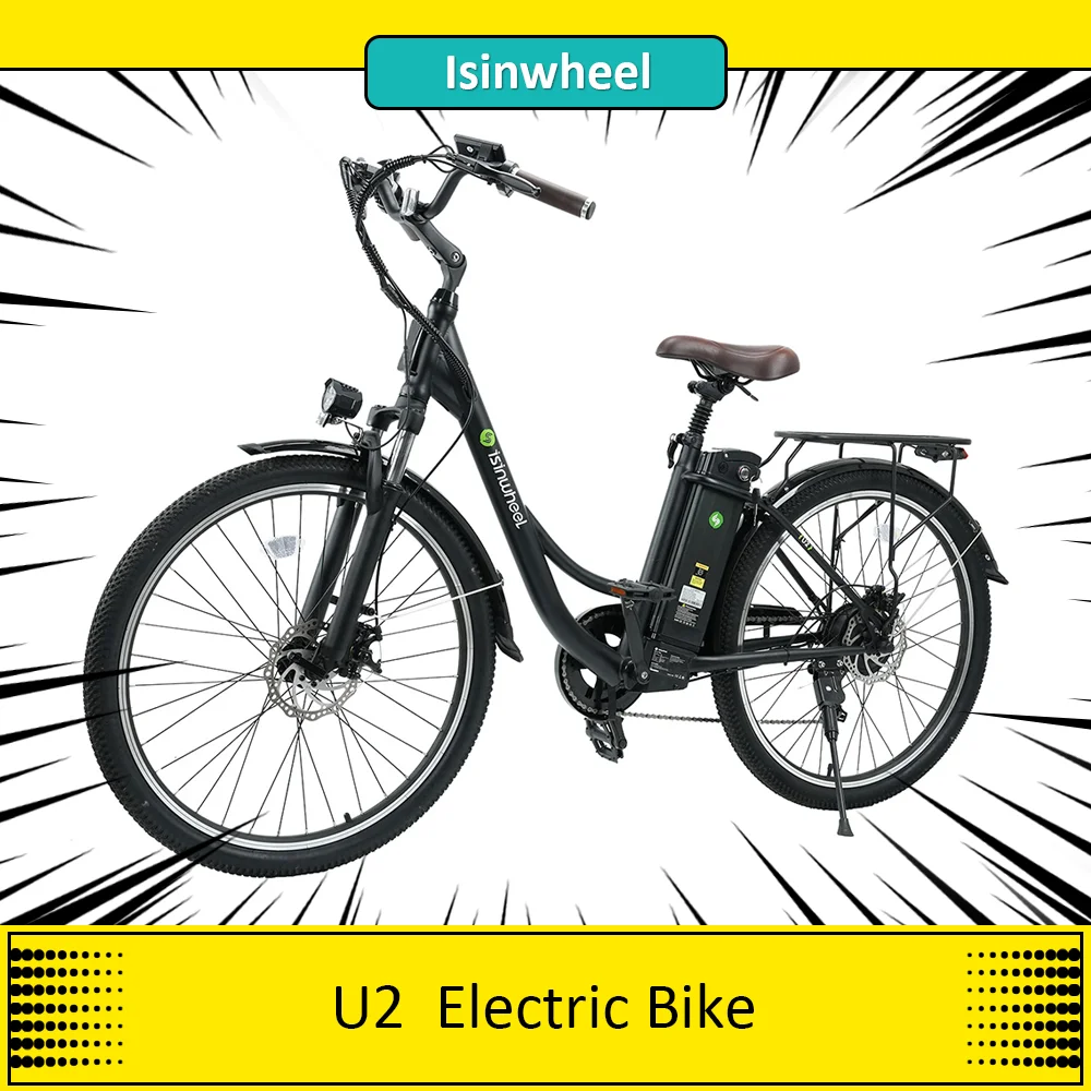 isinwheel U2 Electric Bike, 350W Motor, 36V 13Ah Battery, 26*1.95-inch Tires, 25km/h Max Speed, 75km Range, Mechanical Disc Brak