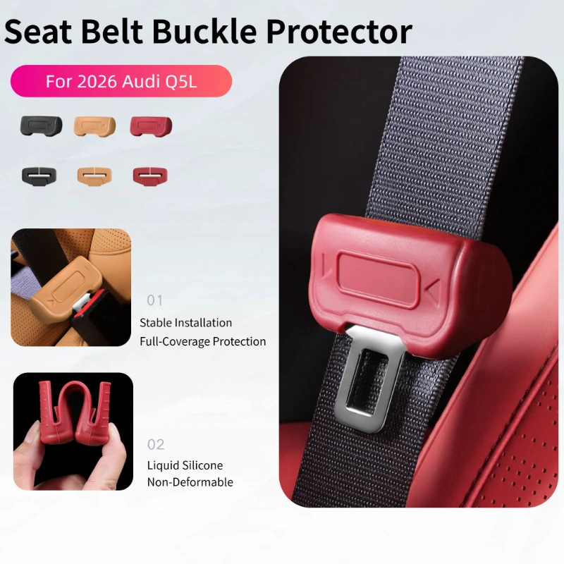 

Car Seat Belt Buckle Protective Cover Fits For 2026 Audi Q5L Soft Silicone Anti-Collision Case Auto Interior Accessories