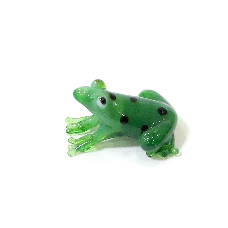 2 Stück Bunte Mini-Glas-Tierfiguren Niedliche Frosch-Miniatur-Statuen Ornamente für Zuhause Tischdekoration Feengarten Bonsai Deko-Zubehör – Detail 27