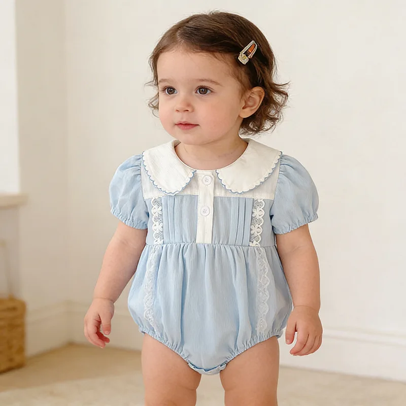 

Girls Onesie 2026 Spring and Summer New Childrens Clothing Korean Style Girl Baby Foreign Sweet Princess Onesie Simple