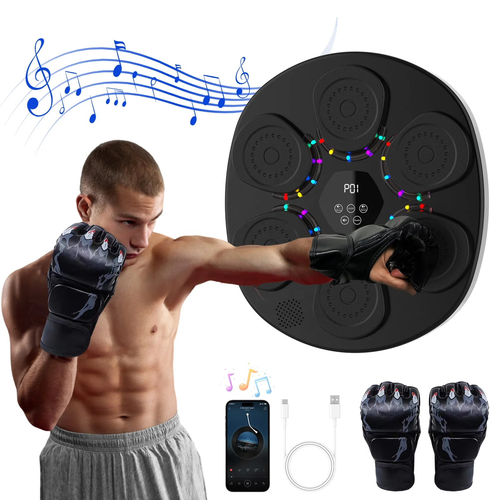 Smart Music Punching Boxing MachineTraining New Style Wall Target Pad Light Up Electric Smart Music Boxing Machine For Adult
