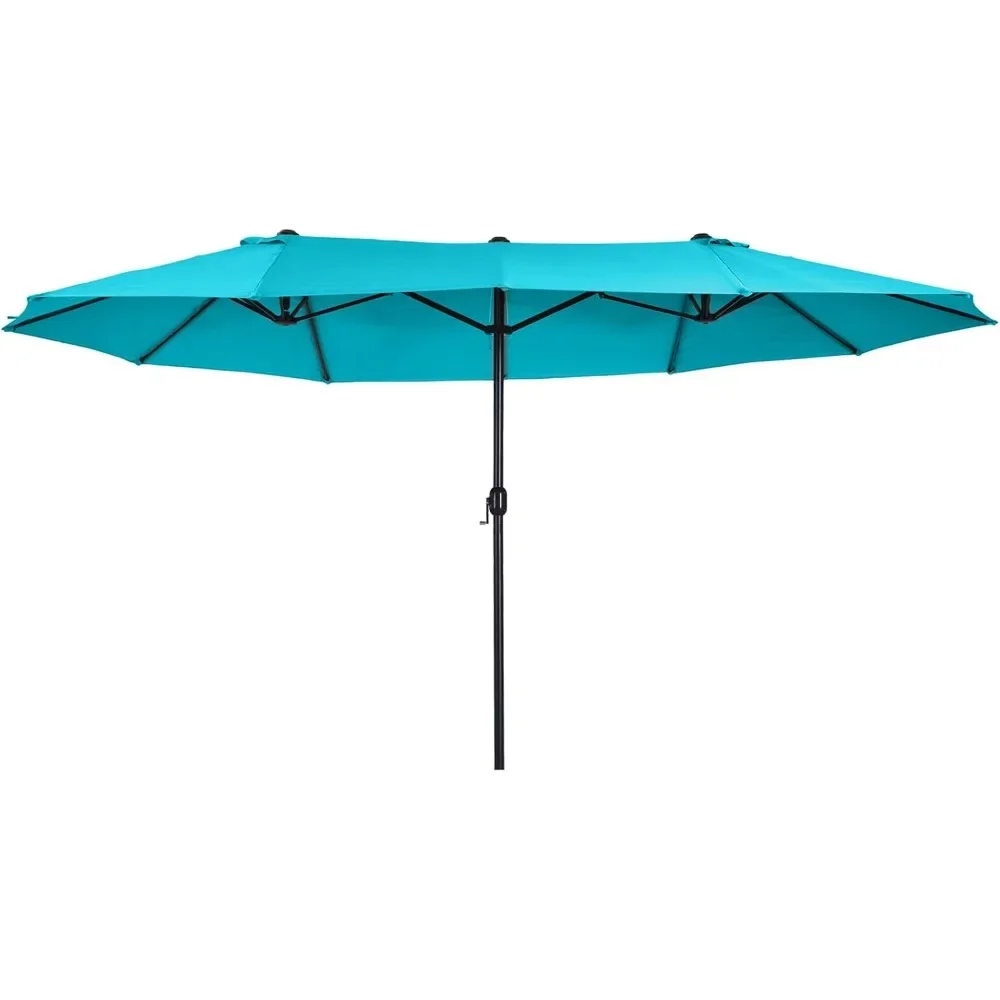 

Extra Large 15 ft Patio Umbrella, Double-Sided Large Outdoor Umbrella with Crank Handle and Air Vents for Backyard Market