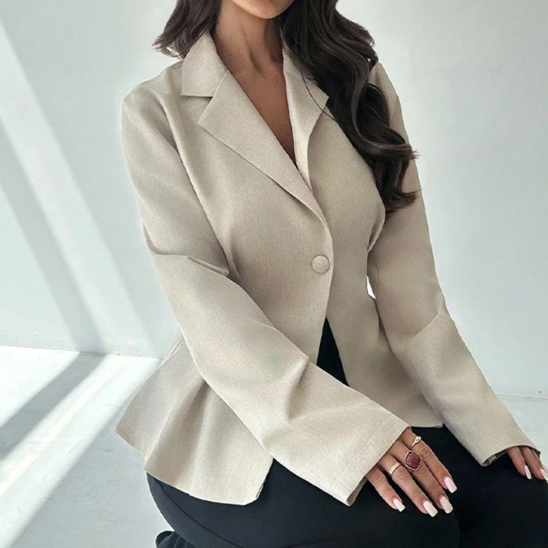 2025 New Temperament Small Suit Women's Solid Color Jacket Cardigan