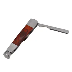 Wooden Handle Pipe Cutter Pipe Cleaning Tool Tobacco  3in1 Red Wood Stainless Steel Pipe Cleaning Reamer Tamper Tool