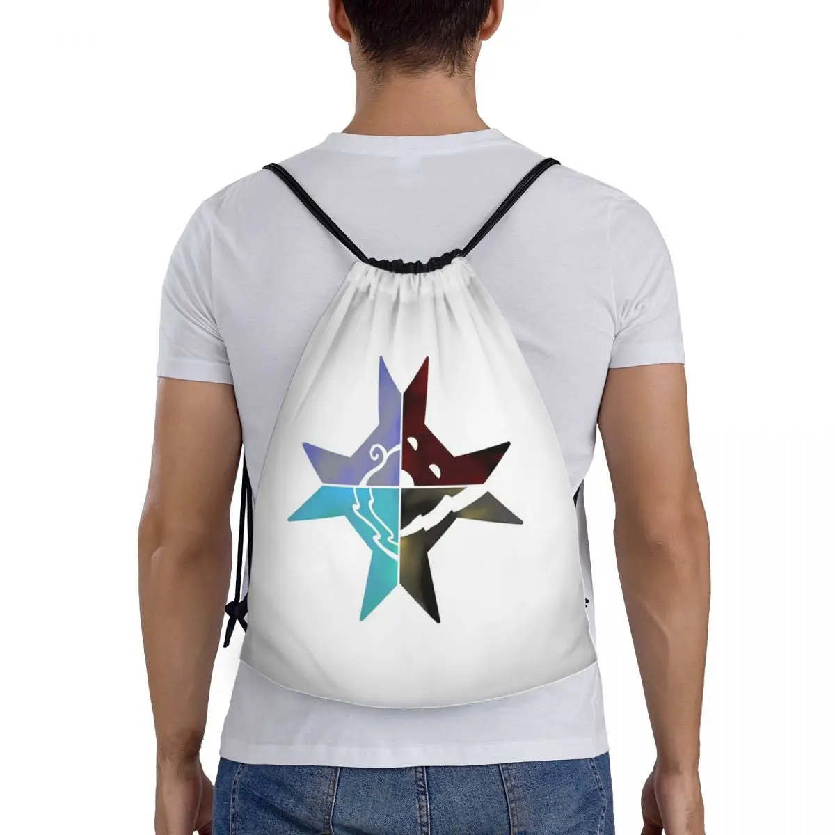 

Four Original Warriors Clans Backpacks Casual Portable Drawstring Bags Sundries Bag Book Bags For Travel School