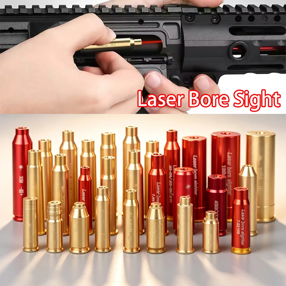 Tactical Red Laser Bore Sighter Training Bullet Boresighter Caliber 12GA 20GA .308 .223 5.45x39 7.62x39 9x19mm.338 Snap Caps