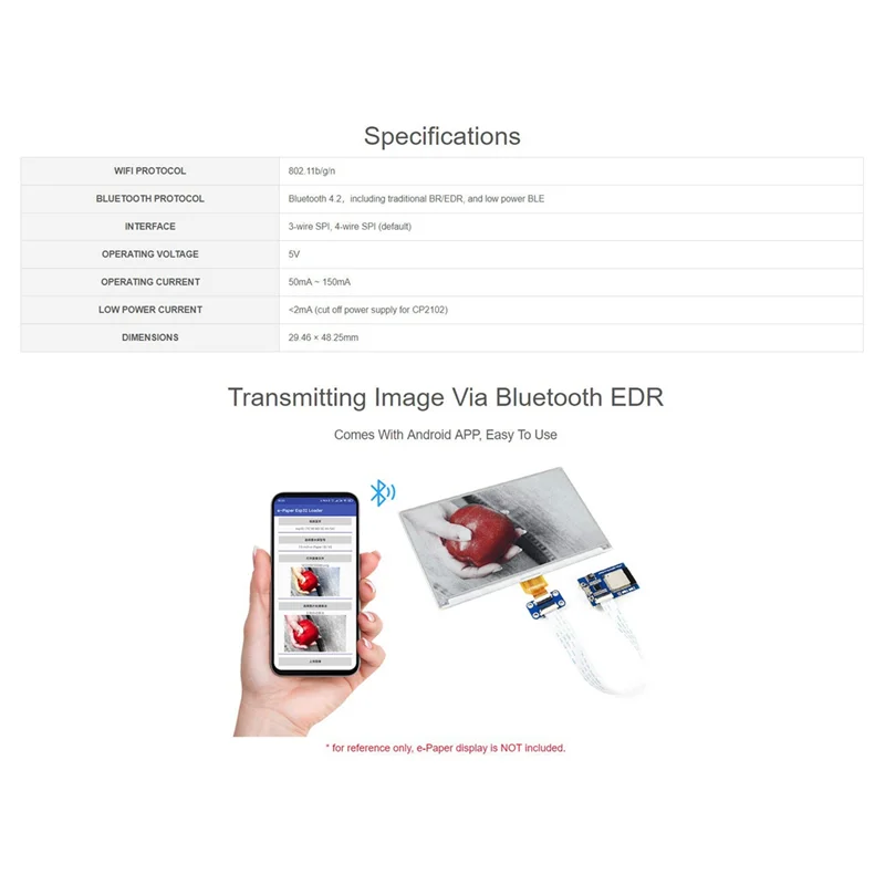 Waveshare-Universal E-Paper Driver Board com WiFi, Bluetooth, SoC, ESP32, Onboard, suporta vários painéis SPI E-Paper Raw