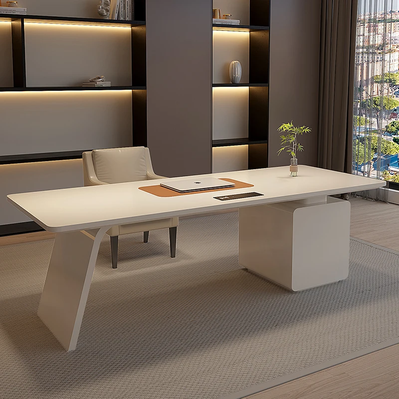 Scrivania da ufficio in piedi bianca Cassetto estetico moderno nordico Scrivania da ufficio Artigianato Deposito Escritorio Oficina Mobili commerciali