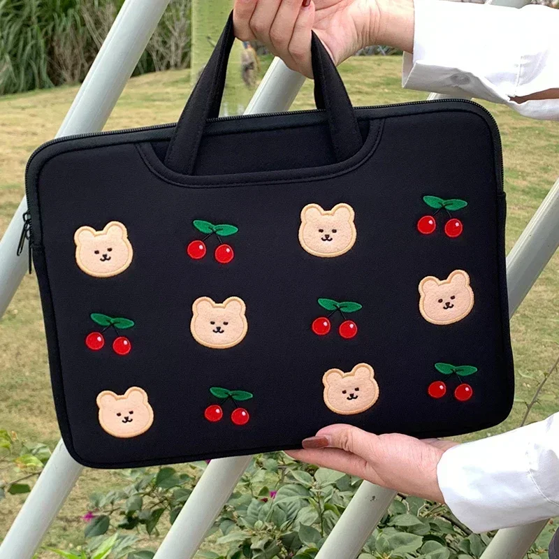 Cute Cartoon Bear Laptop Sleeves 13 13.3 15 15.6 16 Inch For Macbook Air13.6 Pro14 /Dell/HP/Lenovo Notebook Handbag