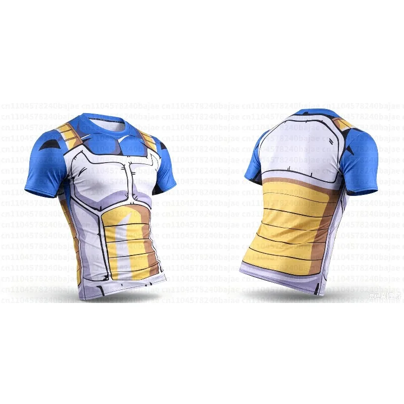 2026 Summer Vegeta Battle Damaged Kid Saiyan Armor | Body Building Short Sleeve T-Shirt Fitness Workout Dragon Ball Super Y2k