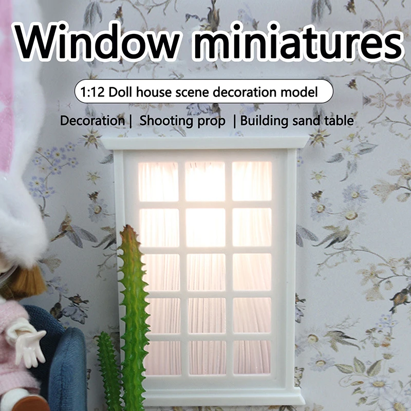 1 unidad de casa de muñecas en miniatura, marco de ventana, modelo de decoración, ventanas, casa de muñecas 1/12, Mini muebles de juguete