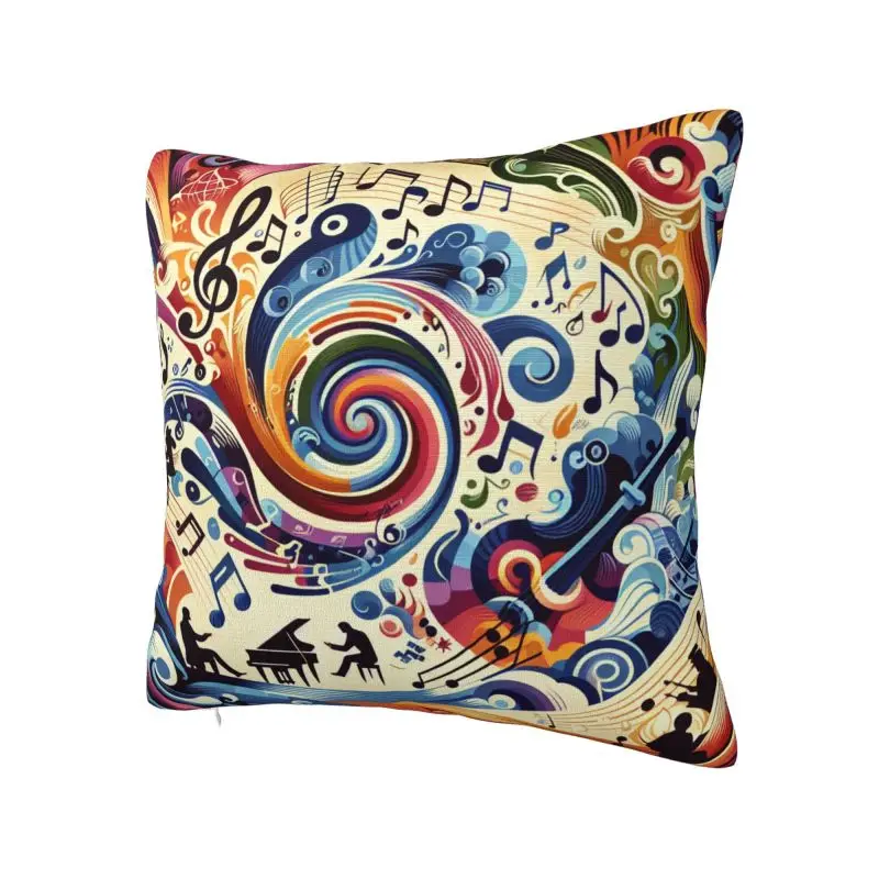 Colorful Music Musical Notes Cushion Cover 45x45 Cm Velvet Polyester Throw Pillow Case For Sofa Decoration Bedding Pillowcase